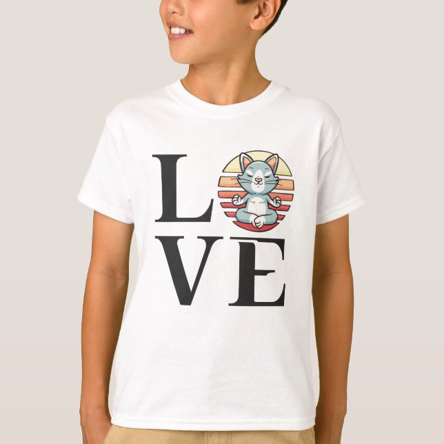 Liebe Katzen und Meditation T-Shirt (Vorderseite)