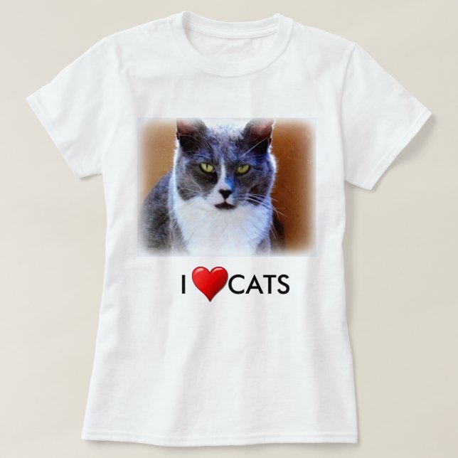 Liebe Katzen Weiblicher T - Shirt (Design vorne)
