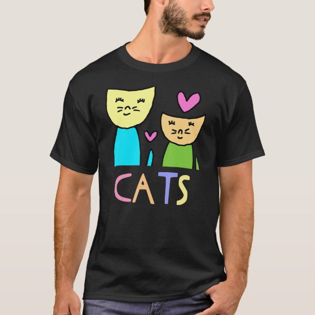 Liebe Katzen Zeichnend von Jad Fair T-Shirt (Vorderseite)