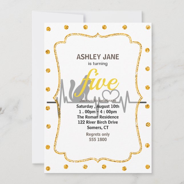 Liebe Katzenkardiogramm - Farbe auswählen Einladung (Vorderseite)