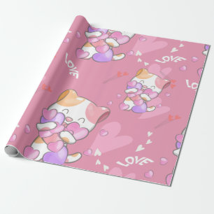Liebe Katzenmuster farbige Haustiere Tiere Geschenkpapier