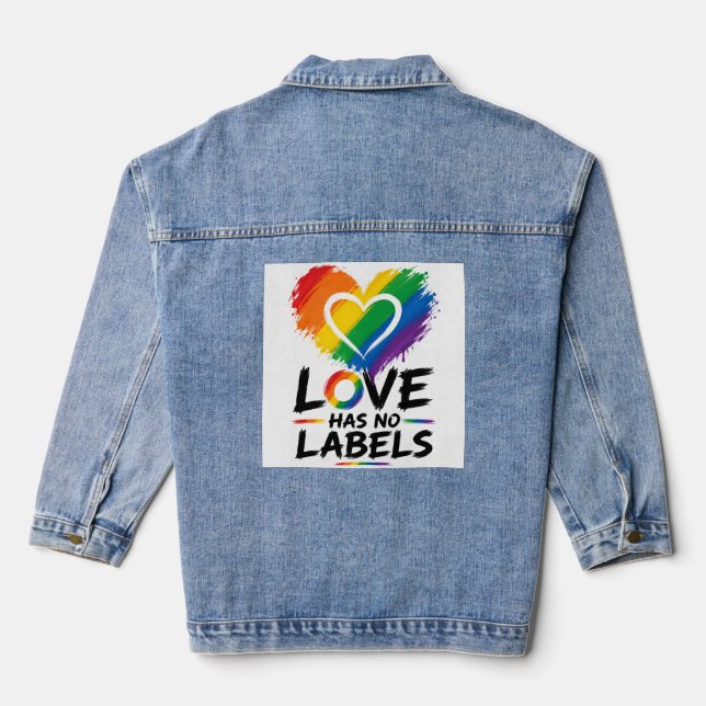 Liebe kennt keine Labels – Regenbogenherz Pride-De Jeansjacke (Rückseite)