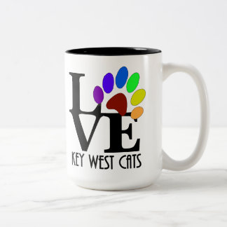 LIEBE Key West (sechs Zehen) Katzen 15oz Zweifarbige Tasse