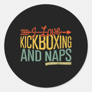 Liebe Kickboxen Und Nickerchen Lustige Kickbox-Fra Runder Aufkleber