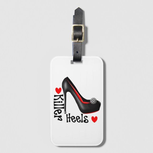 Liebe Killer Heels Girly Shoe Graphic Gepäckanhänger (Vorderseite Vertikal)