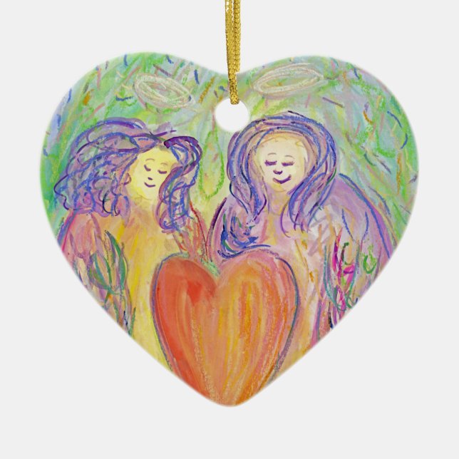 Liebe Kind Guardian Angels Holiday Geschenk Orname Keramik Ornament (Vorne)