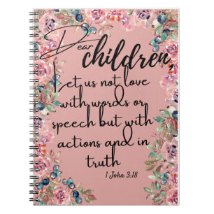 Liebe Kinder Bibelverse 1 Johannes 3:18 Notizblock