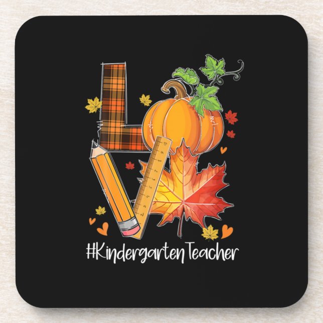 LIEBE Kindergarten Lehrer Herbstlaub Herbst Getränkeuntersetzer (Vorderseite)