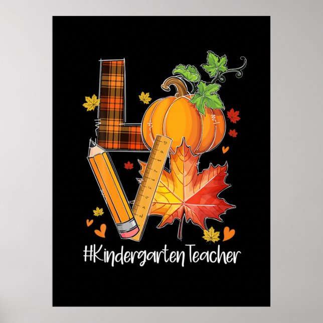 LIEBE Kindergarten Lehrer Herbstlaub Herbst Poster (Vorne)