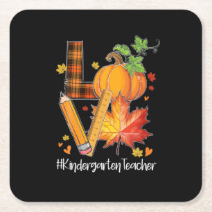 LIEBE Kindergarten Lehrer Herbstlaub Herbst Rechteckiger Pappuntersetzer