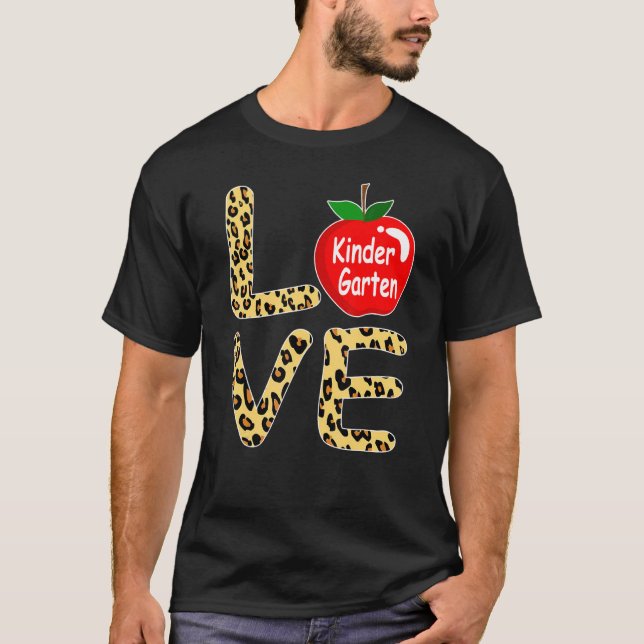 Liebe Kindergarten Leopard zurück zur Schule Kinde T-Shirt (Vorderseite)