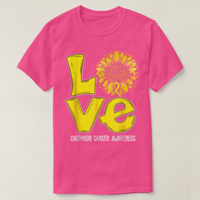 Liebe Kinderkrebsbewusstsein Sonnenblume Goldrippe T-Shirt (Design vorne)