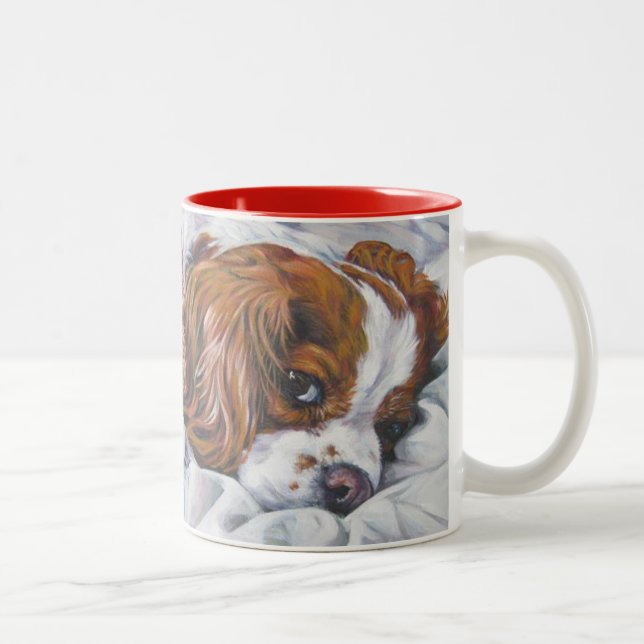 Liebe King Charles Cavalier Pups Zweifarbige Tasse (Rechts)
