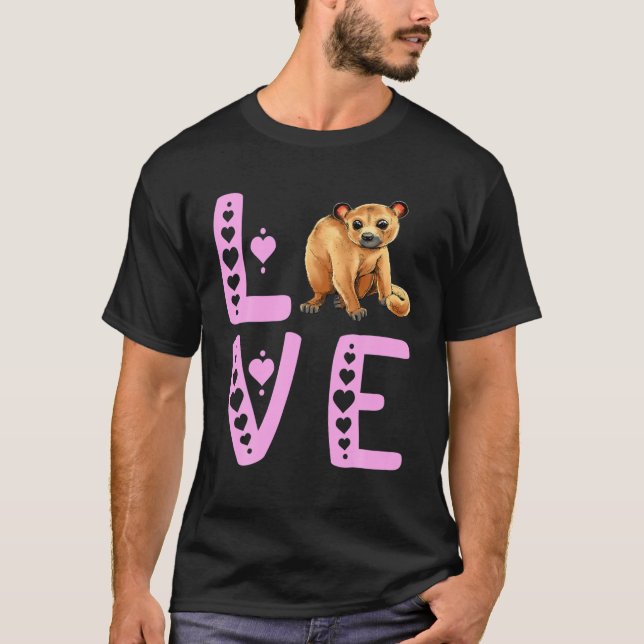 Liebe Kinkajou Heart Kinkajou Lover Prehensile Ani T-Shirt (Vorderseite)