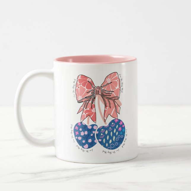 Liebe Kirsche viel lustiges Obst Zweifarbige Tasse (Links)