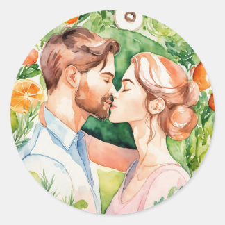 Liebe Kiss Bliss Runder Aufkleber