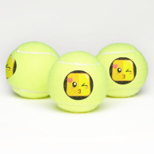 Liebe Kiss Square Emoji Face hat Spaß Sport zu spi Tennisbälle