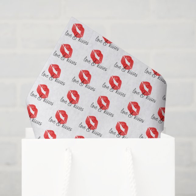 Liebe & Kisses Red LIps Tissue Paper Seidenpapier (Geschenktüte)