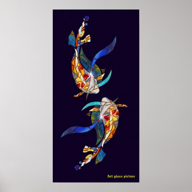Liebe Kissing Koi Fisch Hochzeitplakat Poster (Vorne)