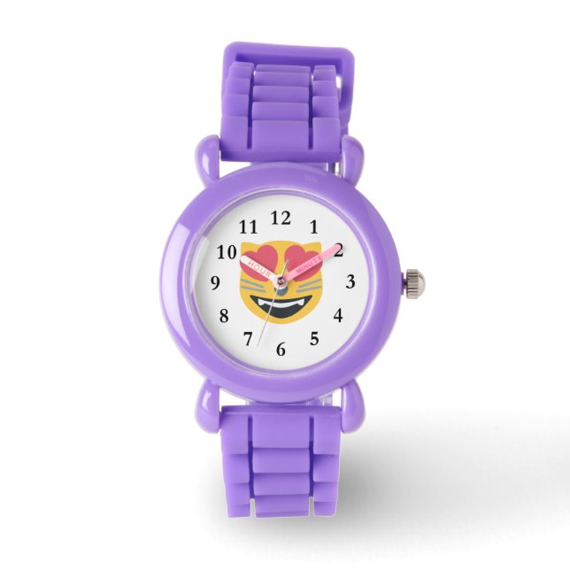 Liebe Kitty Cat Emoji Armbanduhr (Vorderseite)