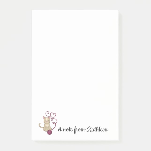 Liebe Kitty Cat | Text anpassen | Garne Post-it Klebezettel (Vorderseite)