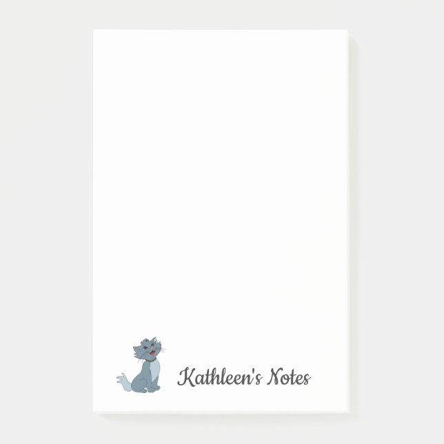 Liebe Kitty Cat | Text anpassen | Gray Kitty Post-it Klebezettel (Vorderseite)