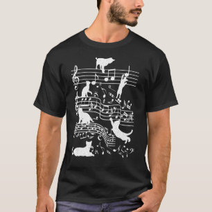 Liebe Klaviermusik Niedliches Cat Playing on Music T-Shirt