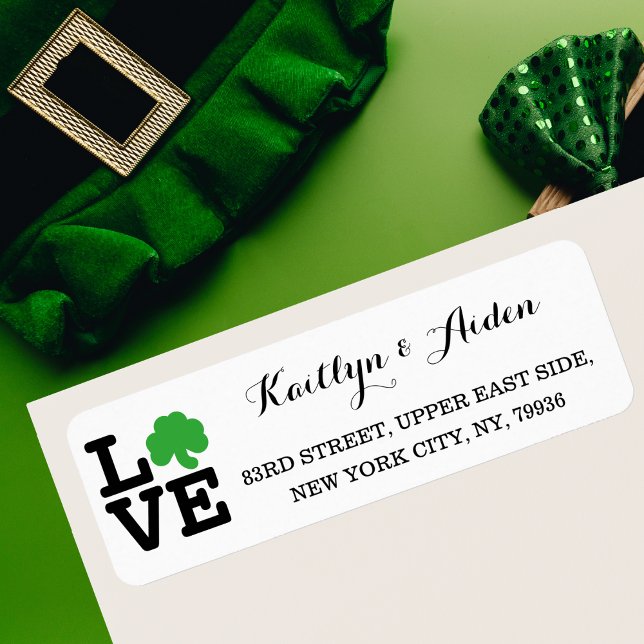 Liebe Kleeblatt Irish Clover Custom St Patricks Da (Love Shamrock Irish Clover Custom St Patricks Day Label)