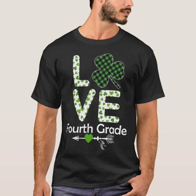 Liebe Kleeblatt Vierte Klasse Lehrer Kostüm St Pat T-Shirt (Vorderseite)