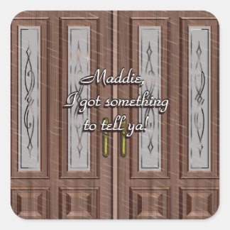 Liebe klopft auf Vordertür-Aufkleber Quadratischer Aufkleber