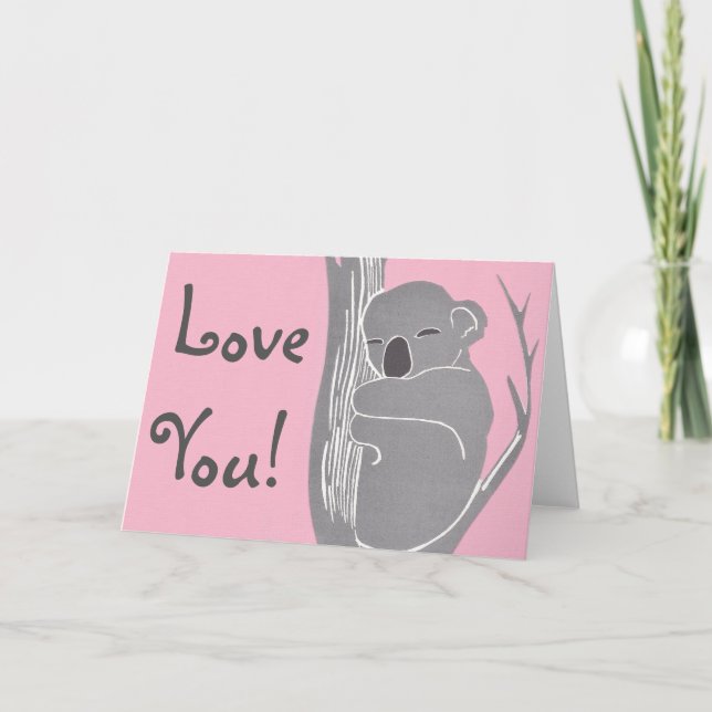 Liebe! Koala Pink Grußkarte schlafen Feiertagskarte (Vorderseite)