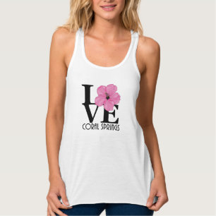 LIEBE Korallensprings Pink Hibisken Tank Oben Top