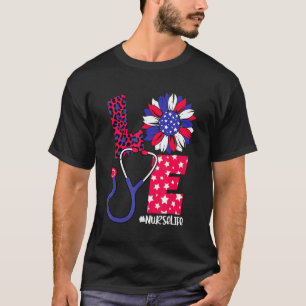Liebe Krankenpfleger Leben 4. Juli US-Flagge Steth T-Shirt