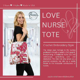 Liebe Krankenschwester Crochet Stickerei Stil Tote