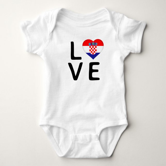 Liebe - Kroatien - Flagge Baby Strampler (Vorderseite)
