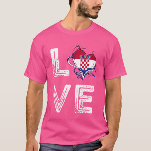 Liebe Kroatische Flagge Pride Kroatien Roots Proud T-Shirt