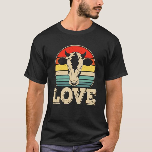 Liebe Kuh Retro Sunset T-Shirt (Vorderseite)