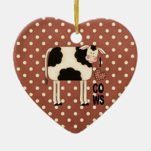 Liebe-Kühe des Land-Weihnachteni Keramik Ornament