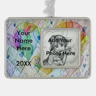 Liebe Kunst, Dichtung und Musik Personalisiertes F Rahmen-Ornament Silber