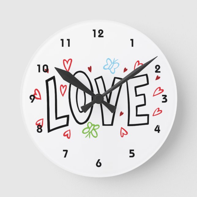 Liebe Kunst mit Herz Runde Wanduhr (Vorderseite)