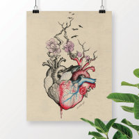 Liebe Kunst Surreal Anatomische Herzen Blume Vinta