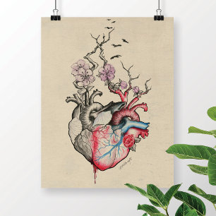 Liebe Kunst Surreal Anatomische Herzen Blume Vinta Poster