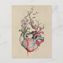 Liebe Kunst Surreal Anatomische Herzen Blume Vinta Postkarte
