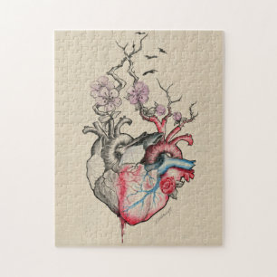 Liebe Kunst Surreal Anatomische Herzen Blume Vinta Puzzle