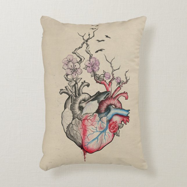 Liebe Kunst Surreal Anatomische Herzen Blume Vinta Zierkissen (Vorderseite(Vertikal))