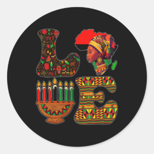 Liebe Kwanzaa Kinara Principles Candles Pan Africa Runder Aufkleber