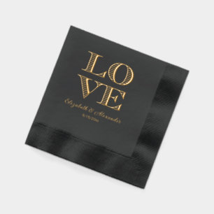 LIEBE L-O-V-E In einem 4-Buchstaben-Quadrat angeor Servietten Mit Folie