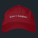 Liebe & Lachen Benutzerdefinierter Text mit stylis Bestickte Baseballkappe<br><div class="desc">Mit dem "Liebe & Laghter" Hut, einem charmanten und stilvollen Accessoire, das die fröhliche Gewerkschaft der Liebe feiern soll. Hat Color: Red Sie können das Design anpassen.</div>