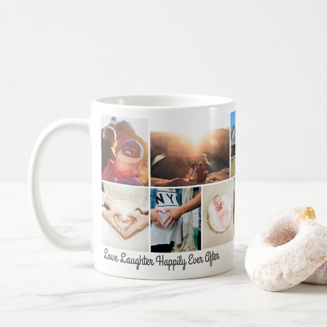 Liebe-Lachen glücklich immer nach Kaffeetasse (Mit Donut)