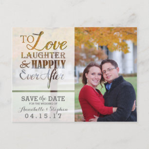 Liebe Lachen glücklich immer nach Save the Date Ankündigungspostkarte